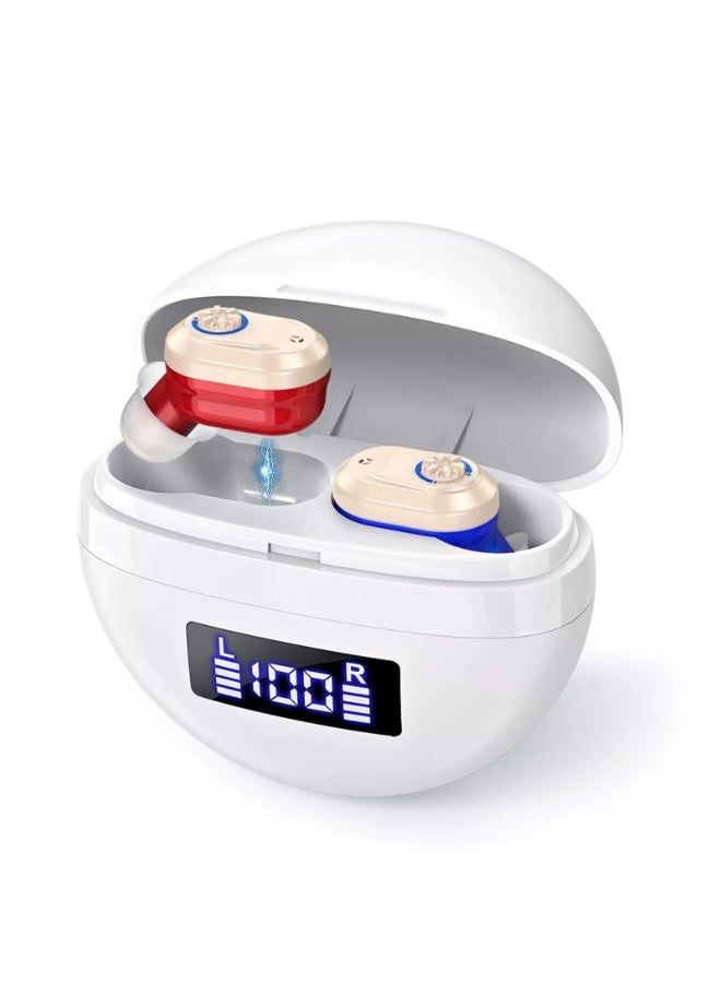 أجهزة السمع، أجهزة السمع المغناطيسية غير المرئية، حافظة شحن تلامسية مع شاشة عرض طاقة LED (أبيض، أحمر، أزرق) - Image 1